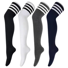 Knee high socks with stripes-or over knee high